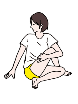 半らせんのねじりのポーズ